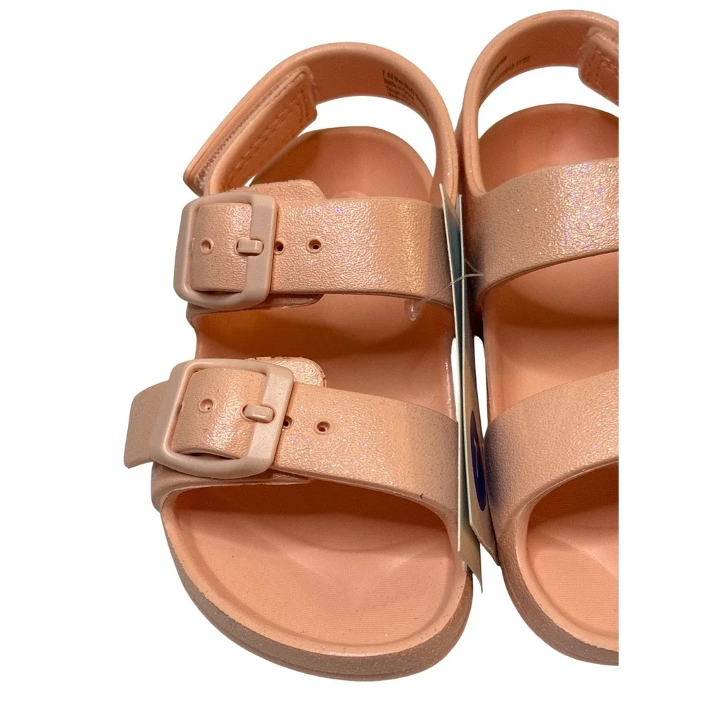 Cat & Jack Kids Size 7 Pink Glitter Adjustable Strap Sandals‎